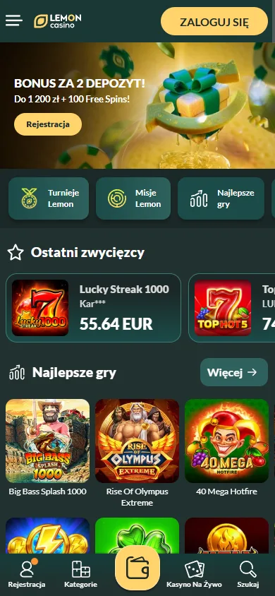 Mobilna wersja Lemon Casino PL na smartfonie, zrzut ekranu z 12.10.2026